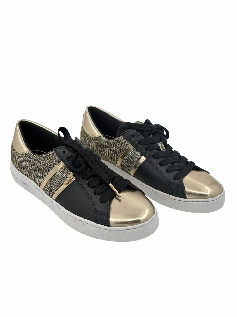 MK new Keaton Stripe Sneaker w/ Glitter Chain Mesh + Box - Picture 8 of 15